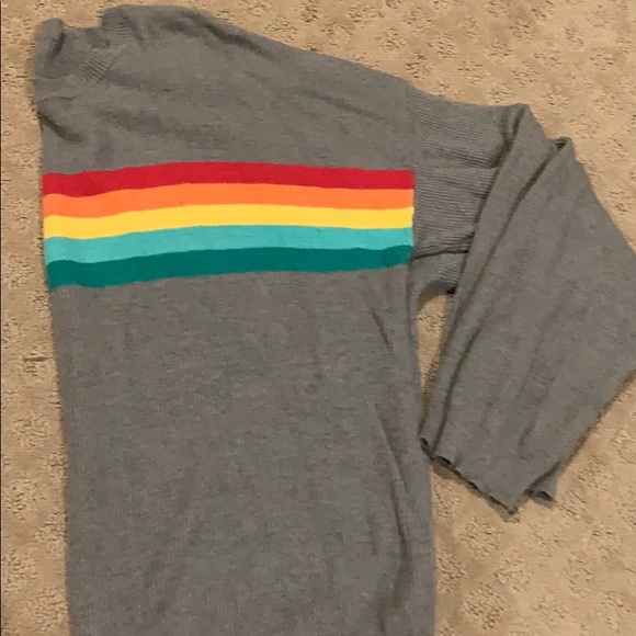 Gray “rainbow striped” Sweater - Picture 3 of 4